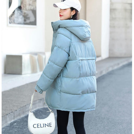 Women Winter Puffer Coat Warm Hooded Mid-Length Down Jacket Outwear