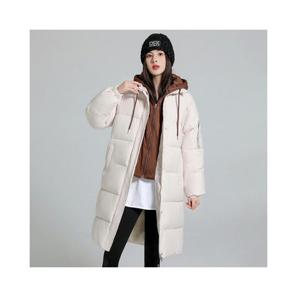 Women Puffer Jacket Winter Warm Quilted Long Hooded Padded Coat