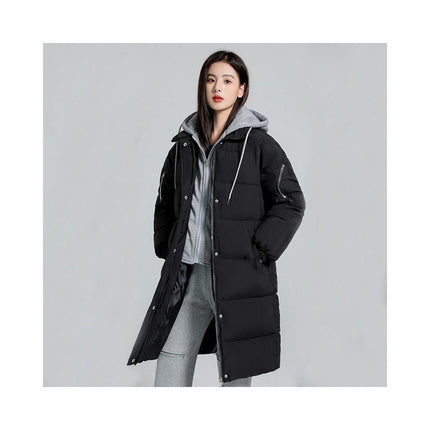 Women Puffer Jacket Winter Warm Quilted Long Hooded Padded Coat