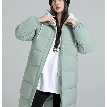 Women Puffer Jacket Winter Warm Quilted Long Hooded Padded Coat