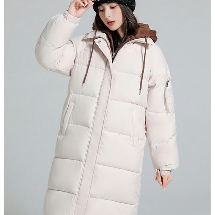 Women Puffer Jacket Winter Warm Quilted Long Hooded Padded Coat