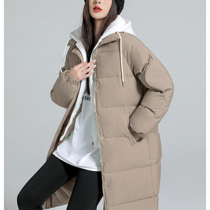 Women Puffer Jacket Winter Warm Quilted Long Hooded Padded Coat