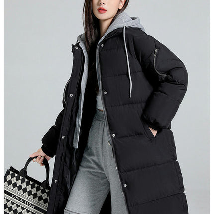 Women Puffer Jacket Winter Warm Quilted Long Hooded Padded Coat