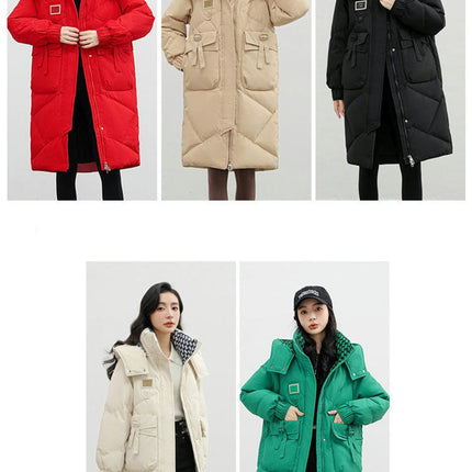 Women's Long Hooded Puffer Jacket Winter Warm Coat Padded Outwear