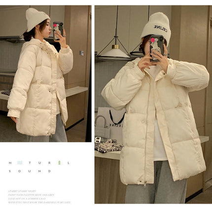 Women Hooded Padded Coat Long Sleeve Puffer Jacket Winter Outerwear