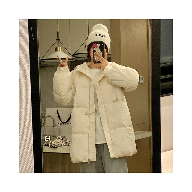 Women Hooded Padded Coat Long Sleeve Puffer Jacket Winter Outerwear