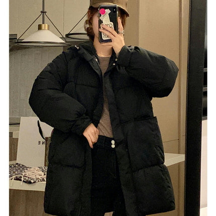 Women Hooded Padded Coat Long Sleeve Puffer Jacket Winter Outerwear