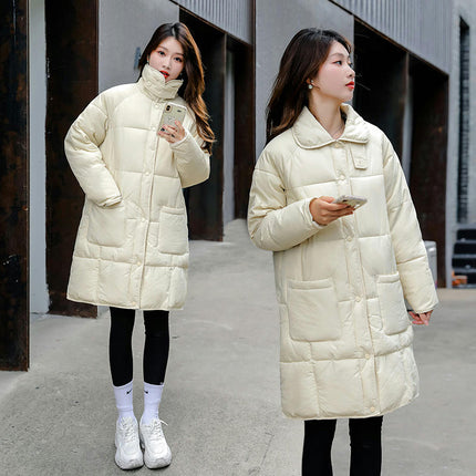 Women Long Puffer Coat Winter Jacket Long Sleeve Outerwear with Pocket