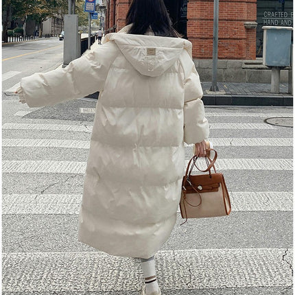 Women's Hooded Puffer Jacket Padded Down Winter Coat Long Outwear