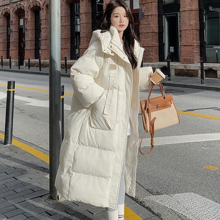 Women's Hooded Puffer Jacket Padded Down Winter Coat Long Outwear