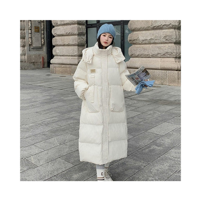 Women's Hooded Puffer Jacket Padded Down Winter Coat Long Outwear