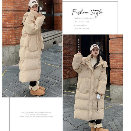 Women's Hooded Puffer Jacket Padded Down Winter Coat Long Outwear