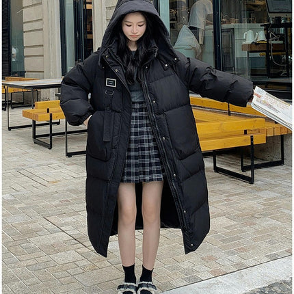 Women's Hooded Puffer Jacket Padded Down Winter Coat Long Outwear