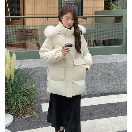 Women's Winter Padded Puffer Coat Warm Jacket with Faux Fur Hood