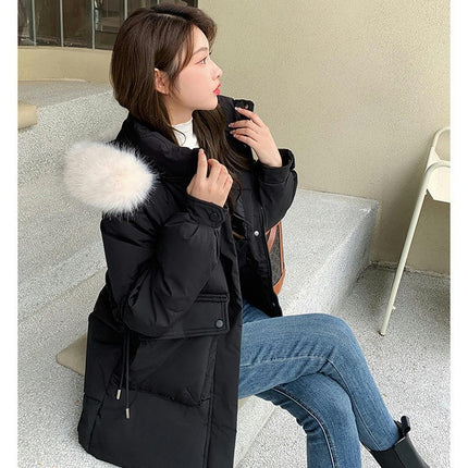 Women's Winter Padded Puffer Coat Warm Jacket with Faux Fur Hood