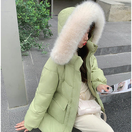 Women's Winter Padded Puffer Coat Warm Jacket with Faux Fur Hood