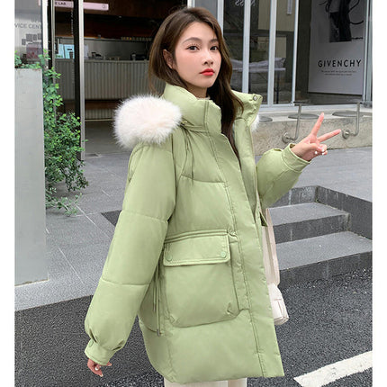 Women's Winter Padded Puffer Coat Warm Jacket with Faux Fur Hood