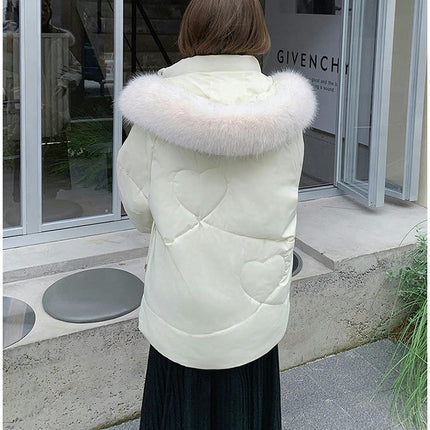 Women's Winter Padded Puffer Coat Warm Jacket with Faux Fur Hood