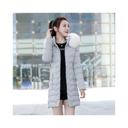 Women's Winter Puffer Coat Padded Long Jacket with Faux Fur Hood