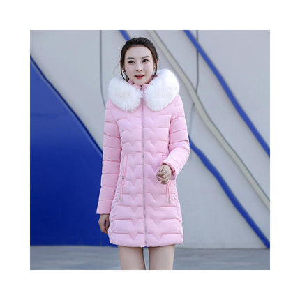 Women's Winter Puffer Coat Padded Long Jacket with Faux Fur Hood