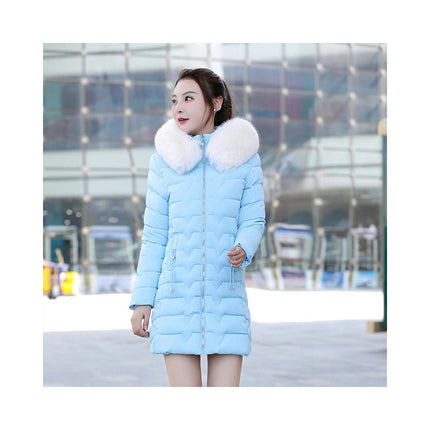 Women's Winter Puffer Coat Padded Long Jacket with Faux Fur Hood