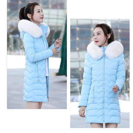 Women's Winter Puffer Coat Padded Long Jacket with Faux Fur Hood