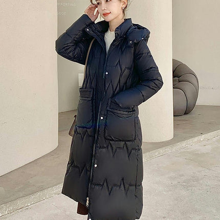 Women's Thickened Winter Down Coat Hooded Puffer Long Jacket Outwear