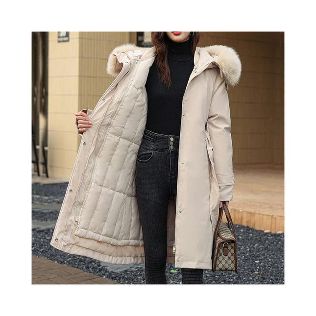 Women's Winter Thicken Jacket Parka Coat with Faux Fur Trim Hood