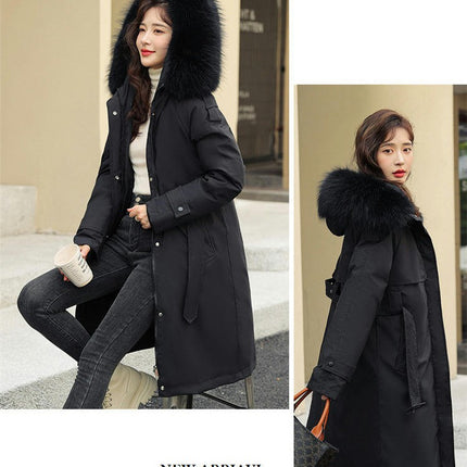 Women's Winter Thicken Jacket Parka Coat with Faux Fur Trim Hood