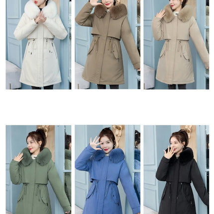 Women's Winter Warm Parka Jacket Fleece Lined Long Coat with Hood