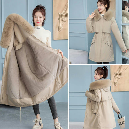 Women's Winter Warm Parka Jacket Fleece Lined Long Coat with Hood