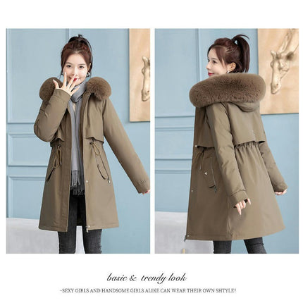 Women's Winter Warm Parka Jacket Fleece Lined Long Coat with Hood