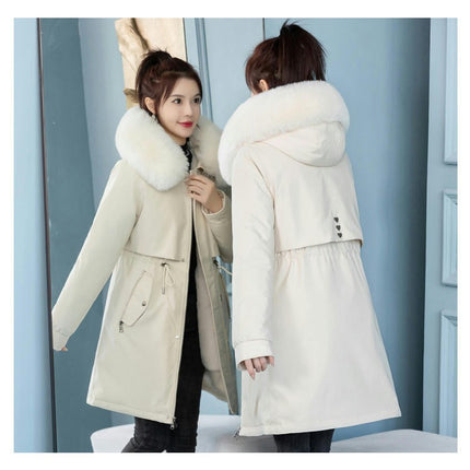 Women's Winter Warm Parka Jacket Fleece Lined Long Coat with Hood