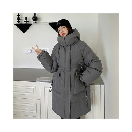 Womens Long Puffer Coat Long Sleeve Padded Winter Hooded Down Jacket