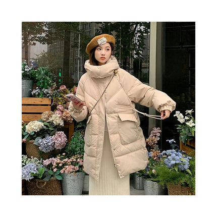 Womens Long Puffer Coat Long Sleeve Padded Winter Hooded Down Jacket