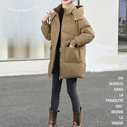 Women's Hooded Thickened Down Coat Winter Padded Puffer Jacket