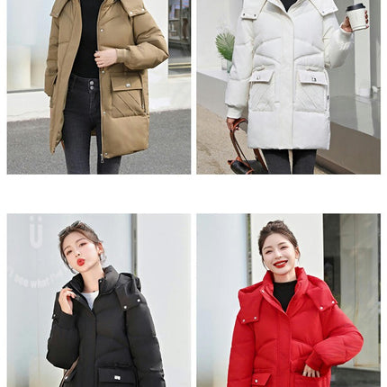 Women's Hooded Thickened Down Coat Winter Padded Puffer Jacket