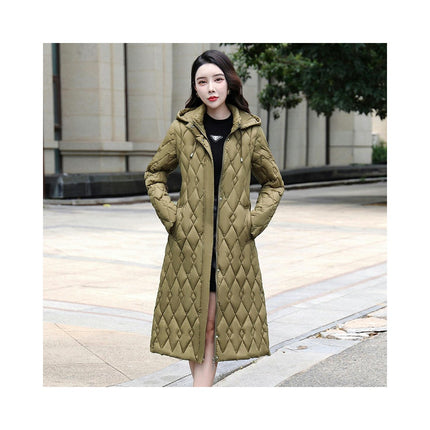 Women's Long Quilted Puffer Coat Winter Warm Puffer Jacket with Hood