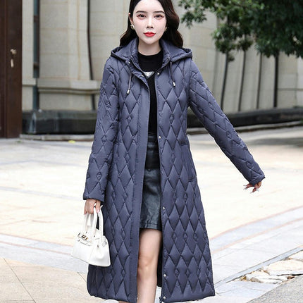 Women's Long Quilted Puffer Coat Winter Warm Puffer Jacket with Hood