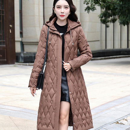 Women's Long Quilted Puffer Coat Winter Warm Puffer Jacket with Hood