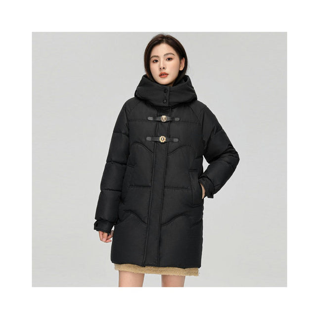 Women's Hooded Puffer Jacket Long Sleeve Winter Warm Padded Coat