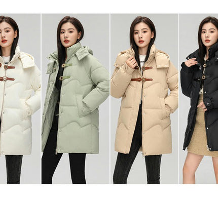 Women's Hooded Puffer Jacket Long Sleeve Winter Warm Padded Coat