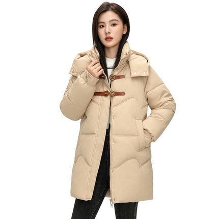 Women's Hooded Puffer Jacket Long Sleeve Winter Warm Padded Coat