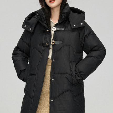 Women's Hooded Puffer Jacket Long Sleeve Winter Warm Padded Coat