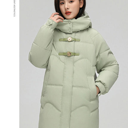 Women's Hooded Puffer Jacket Long Sleeve Winter Warm Padded Coat