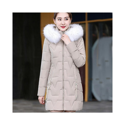 Women's Puffer Jackets Winter Coats Padded Outerwear with Faux Fur Trim Hood