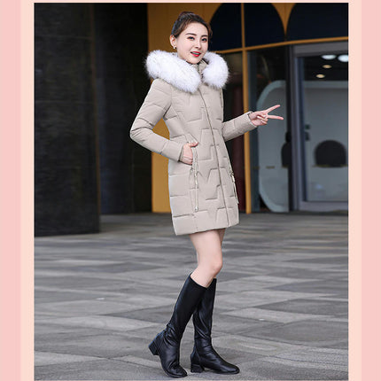 Women's Puffer Jackets Winter Coats Padded Outerwear with Faux Fur Trim Hood