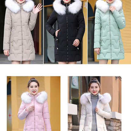 Women's Puffer Jackets Winter Coats Padded Outerwear with Faux Fur Trim Hood