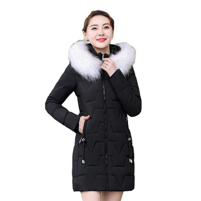 Women's Puffer Jackets Winter Coats Padded Outerwear with Faux Fur Trim Hood