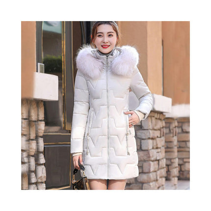 Women's Puffer Jackets Winter Coats Padded Outerwear with Faux Fur Trim Hood